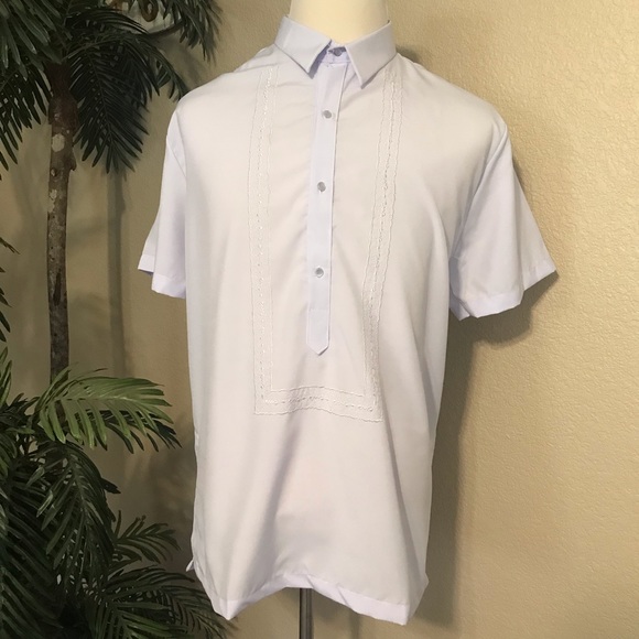 SALE❣️White Hugo Barong Short sleeves with front embroidery. - Picture 5 of 8